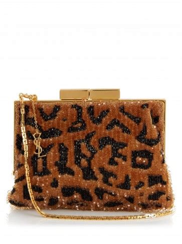 yves saint laurent small sequin leopard bijoux purse